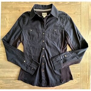 Converse One‎ Star Womens Small Button Down Roll Tab Sleeve Stretch Side Panel